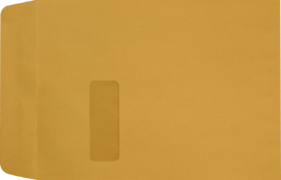 9 x 12 Open End Brown Kraft Imprint Window Envelopes