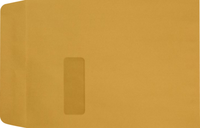 9 x 12 Open End Brown Kraft Imprint Window Envelopes