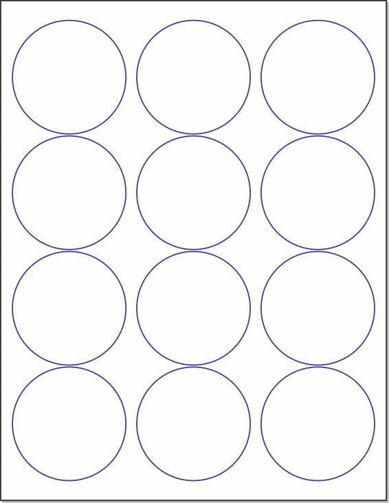 8-1/2" x 11" 12 Labels per Sheet 2-1/2" Round