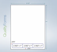 Integrated Label, 3 Labels, 2.562" x 1", Centered On The Bottom
