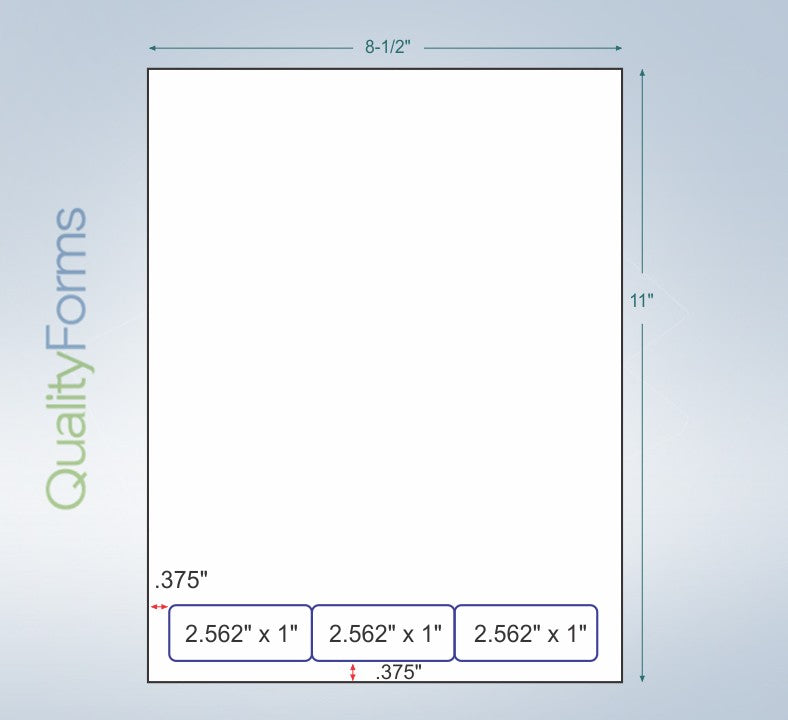Integrated Label, 3 Labels, 2.562" x 1", Centered On The Bottom