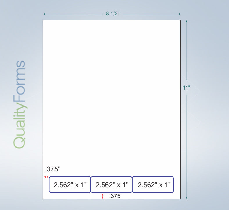 Integrated Label Form 3 Labels  2.5 x 1