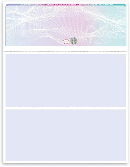 Blank Hologram Premium Laser Computer Checks, Three Colors - High-Security. Check on top.