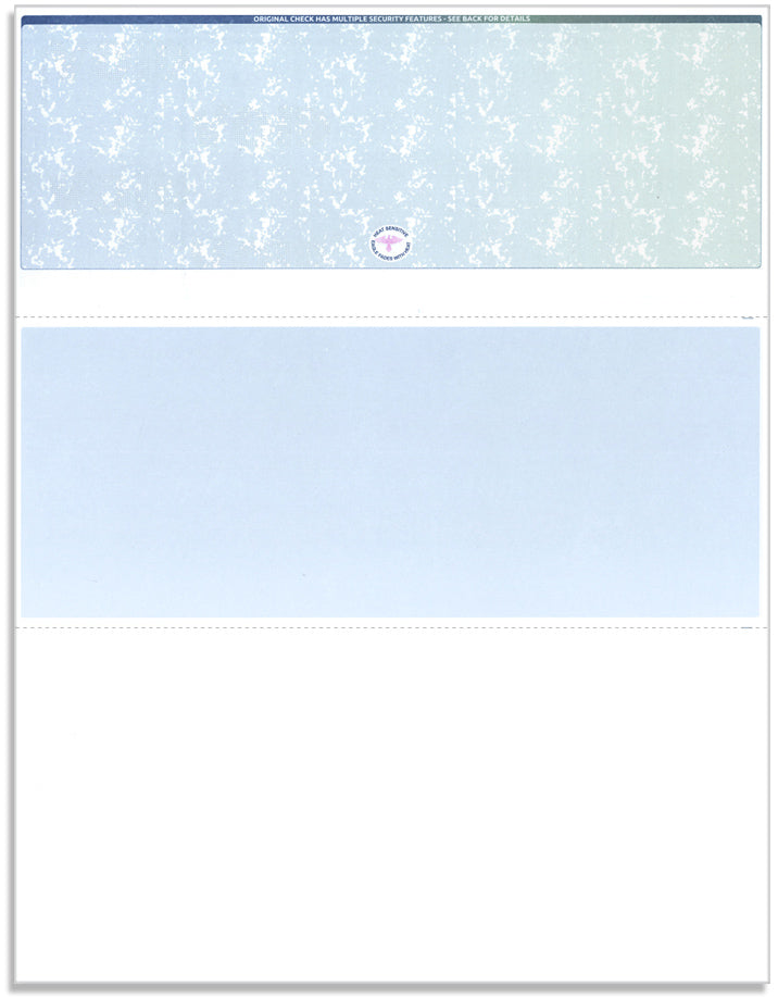 Blank Laser Top Check Paper, Blue/Green Prismatic
