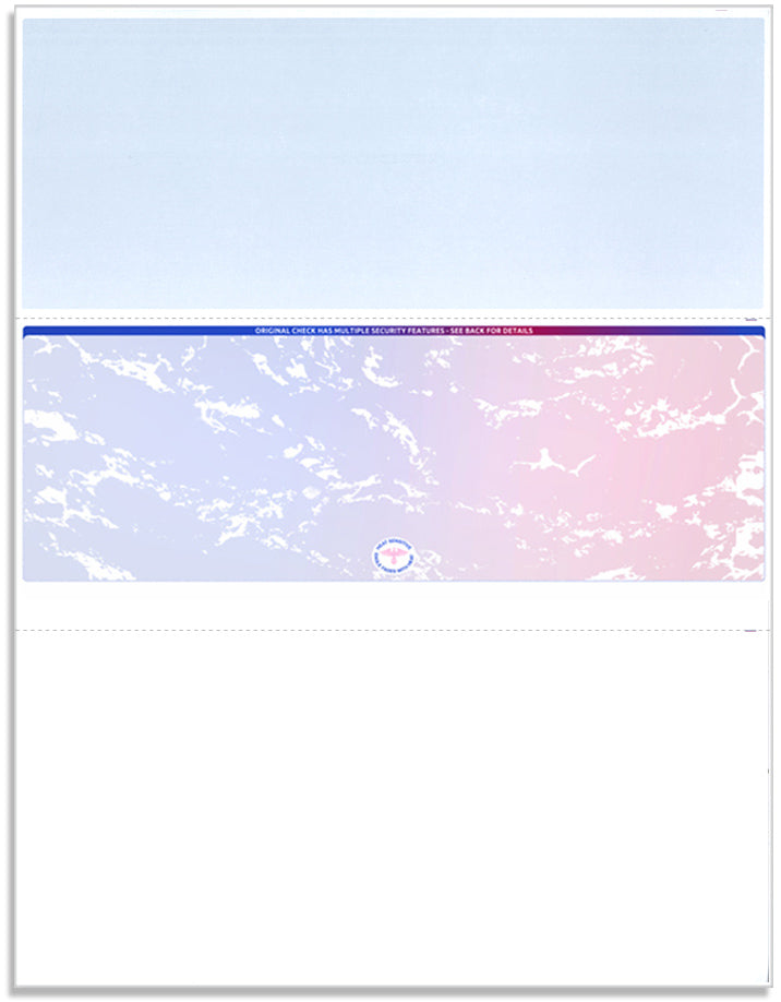 Blank Laser Middle Check Paper, Blue/Red Prismatic