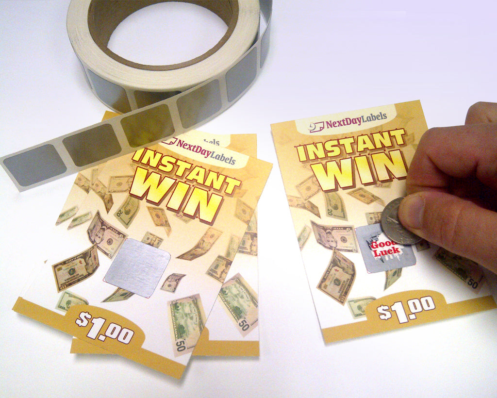 1" x 1" Silver Square Scratch Off  Label Stickers