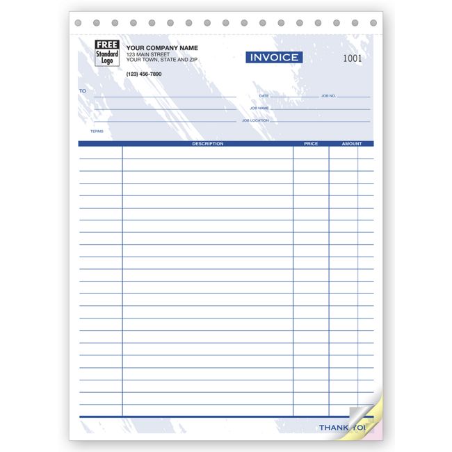 Job Invoice Form - Large,  8 1/2 X 11"