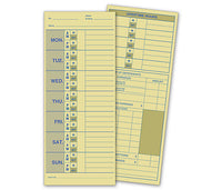 Weekly Time Card, Manila Tag Stock, 3 1/2 x 8 1/2"