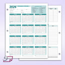 Work Tracker Attendance Calendar Cards 8 ½ X 11