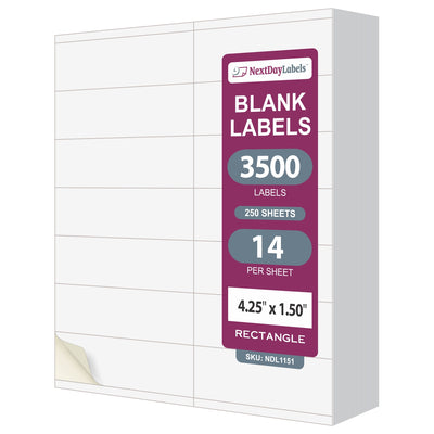 8-1/2" x 11" 14 Labels per Sheet 4-1/4" x 1-1/2" Each Label