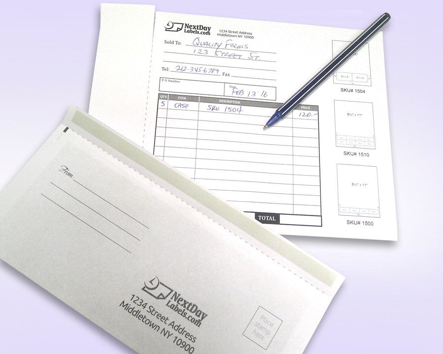8-1/2" x 11" Blank Memo Size Form-N-Envelope, Detached With Tear off strip