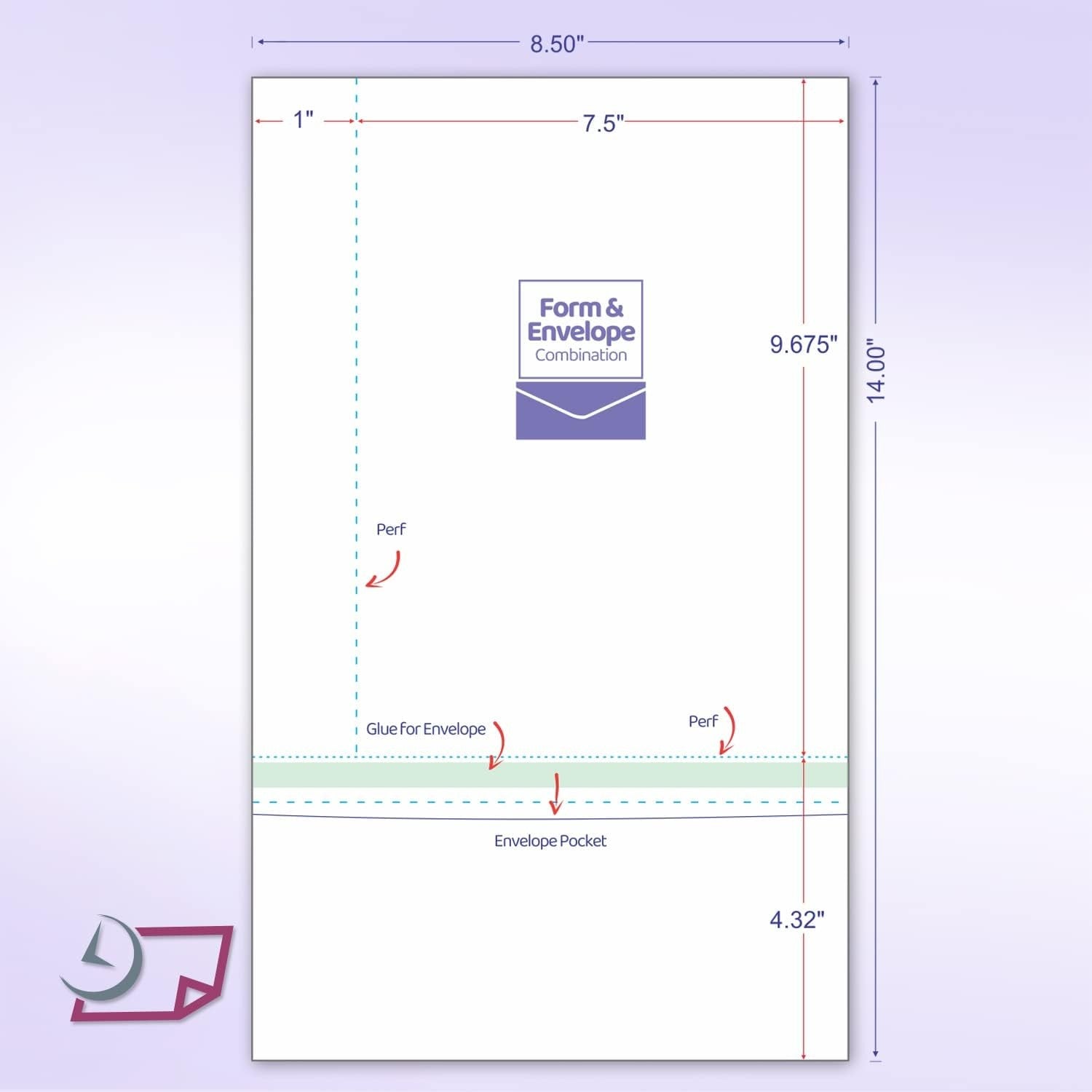 8-1/2" x 14" Blank Memo Size Form-N-Envelope, Detached With Tear off strip