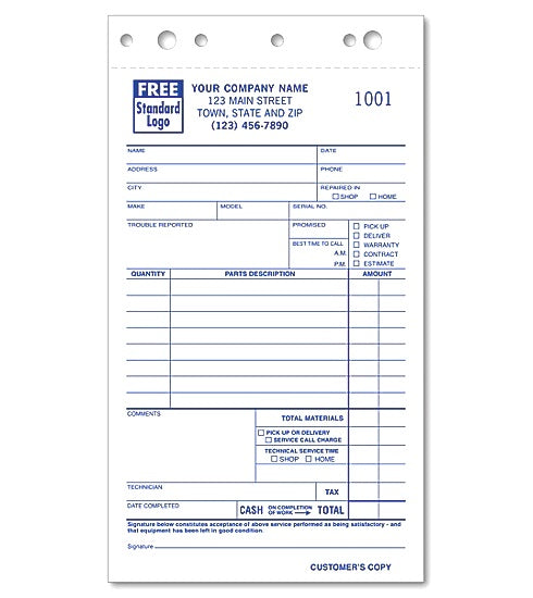 Service Orders, 4 1/4 X 7"
