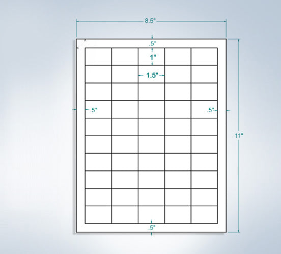 8-1/2" x 11", 50 Labels, per Sheet,1.5'' x 1''
