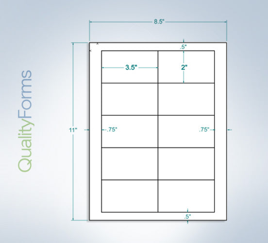 8-1/2" x 11", 10 Labels, per Sheet, 3.5" x 2"
