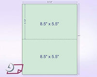 8-1/2 x 11" 20#, Green,  Perforated Paper, 1 Horizontal perf at 5-1/2"