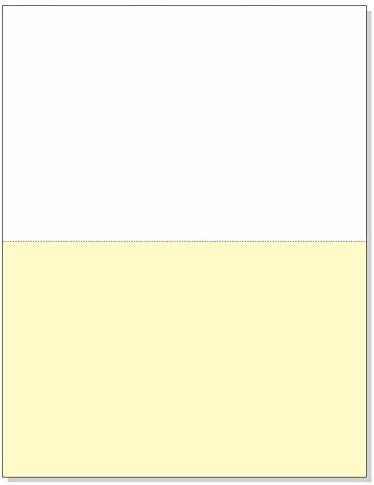 8-1/2 x 11" 20# Laser cut sheet, 1 Horizontal perf at 5-1/2" White & Canary