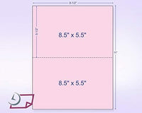 8-1/2 x 11" 20# Laser cut sheet, 1 Horizontal perf at 5-1/2" Pink