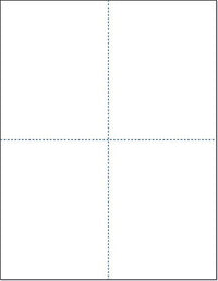8-1/2 x 11" 100# Tag Laser Cards, 4 Up, 1 Horizontal perf & 1 Vertical Perf at the Center, White
