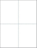 8-1/2 x 11" 125# Tag Extra Heavy Laser Cards, 4 Up, 1 Horizontal perf & 1 Vertical Perf at the Center, White