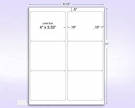 8-1/2" x 11" Assorted Fluorescent 6 Labels per Sheet 4" x 3-1/3"