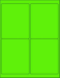 8-1/2" x 11" Fluorescent Green 4 Labels per Sheet 4 x 5