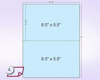 8-1/2 x 11" 20# Laser cut sheet, 1 Horizontal perf at 5-1/2" Blue