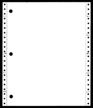 9-1/2 x 11" Continuous Paper, 20# White, 1 Part, With 3 Holes on the Left & Side Perfs