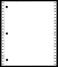 9-1/2 x 11" Continuous Paper  20# White, 1 Part, Side Perfs, 3 holes left