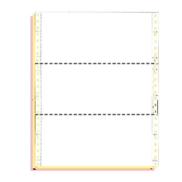 9-1/2 x 3-2/3" Continuous Computer Paper, Color, 3 Part, Side Perfs