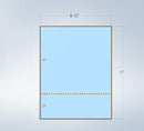 8-1/2 x 11" 20# Laser cut sheet, 1 Horizontal perf at 3" Blue