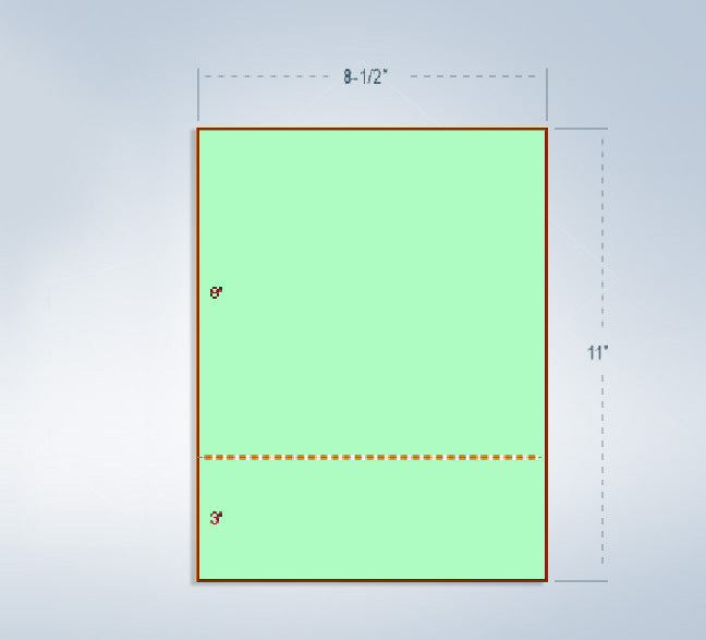 8-1/2 x 11 Green 20# Paper 1 Horizontal Perforation @ 3" from bottom