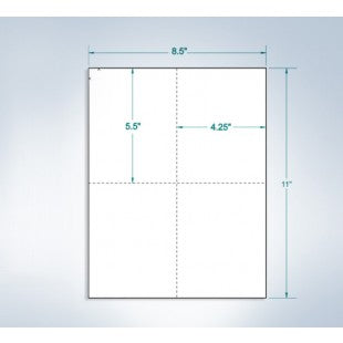 8-1/2" x 11" White Laser Cards, 4 per page Extra Heavy