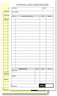 Compact Material & Labor Records,  4 1/4 x 8 1/4"