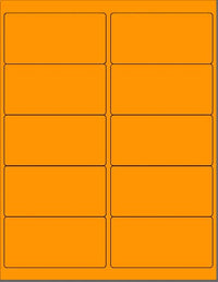 8-1/2" x 11" Fluorescent Orange 10 Labels per Sheet 4 x 2