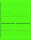 8-1/2" x 11" Fluorescent Green 10 Labels per Sheet 4 x 2