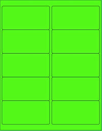 8-1/2" x 11" Fluorescent Green 10 Labels per Sheet 4 x 2