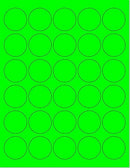 8-1/2" x 11" Green Fluorescent 30 Labels per Sheet 1.5" Round