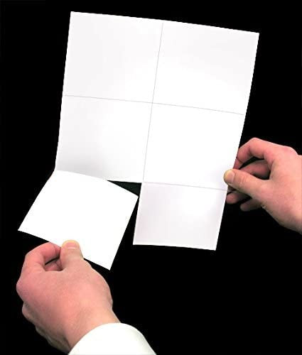 8-1/2 x 11" 24# Laser cut sheet,  2 Horizontal Perfs at 3-2/3" & 7-1/3" and 1 Vertical Perf at Center, White