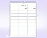 8-1/2" x 11" Red Fluorescent 30 Labels per Sheet 1" x 2-5/8"
