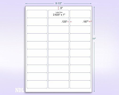 8-1/2" x 11" Red Fluorescent 30 Labels per Sheet 1" x 2-5/8"