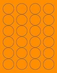 8-1/2" x 11" Fluorescent Orange 24 Labels per Sheet 1.66" Round