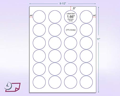 8-1/2" x 11" Fluorescent Orange 24 Labels per Sheet 1.66" Round