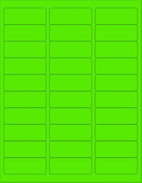 8-1/2" x 11" Fluorescent Green 30 Labels per Sheet 1 x 2-5/8