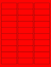 8-1/2" x 11" Red Fluorescent 30 Labels per Sheet 1" x 2-5/8"