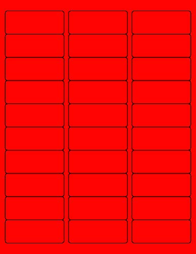 8-1/2" x 11" Red Fluorescent 30 Labels per Sheet 1" x 2-5/8"