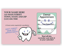 Dental Appointment Cards, Peel And Stick, Tooth Design