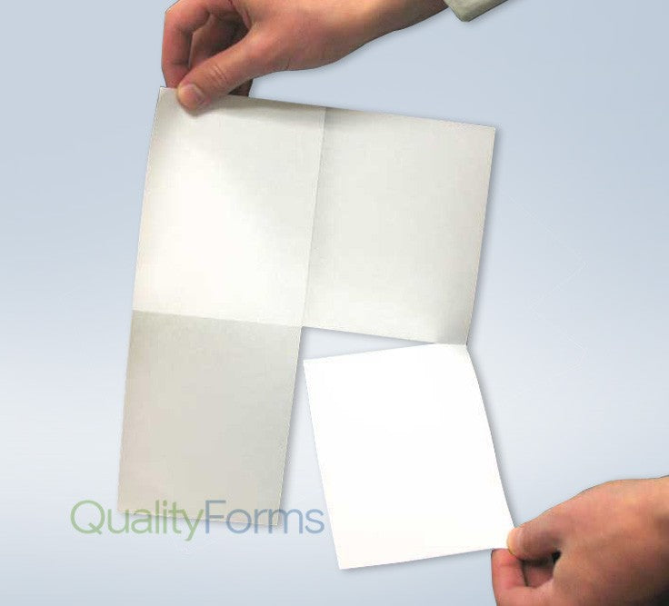 8-1/2 x 11" 125# Tag Extra Heavy Laser Cards, 4 Up, 1 Horizontal perf & 1 Vertical Perf at the Center, White