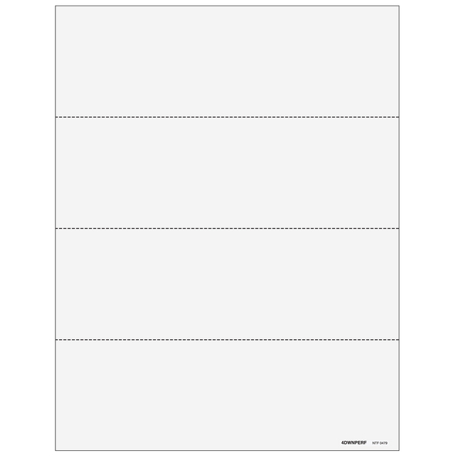 4-Up Blank W-2 Form - 3 Horizontal Perforations with Employee Instructions