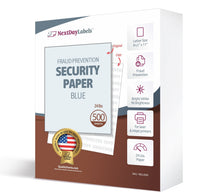 8-1/2" x 11" Security Paper, Unauthorized Pantograph, 1 Part, Light Blue